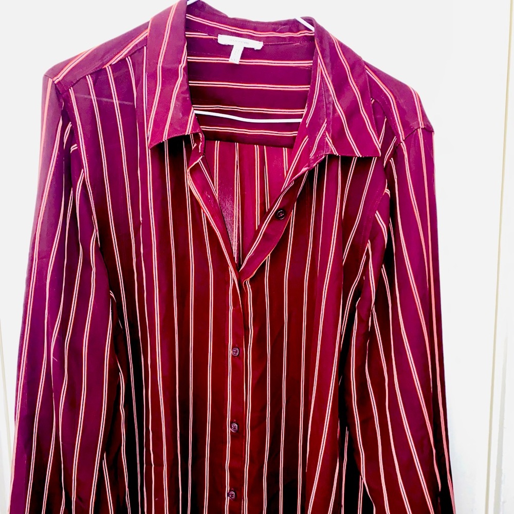 Maurices Burgundy Striped Button Down Size 2XL
